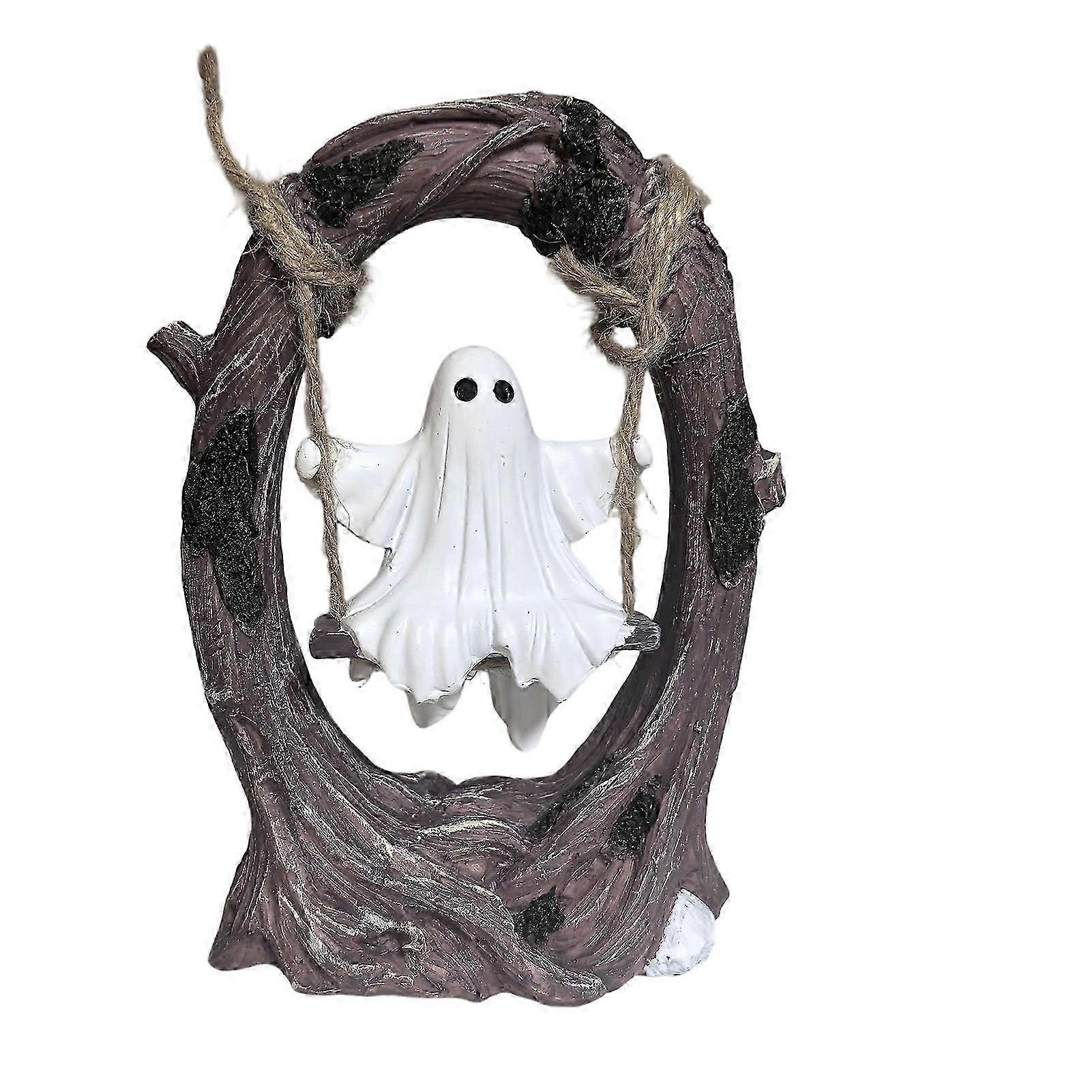 Hand Painted Ghost Swing Resin Figurine