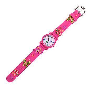 Kids Watch Analog Quartz Watch for Easy Reading 2Pcs with Rosy Strap