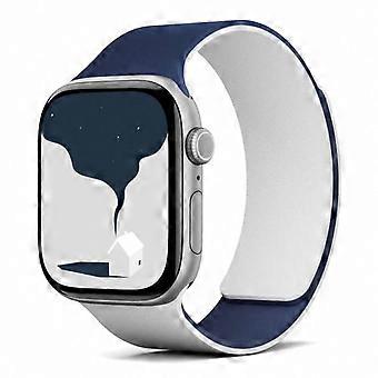 Correa magnética de silicona bicolor con textura de lichi para Apple Watch de 42 mm, 41 mm, 40 mm y 38 mm. Correa de repuesto. Solo la correa.