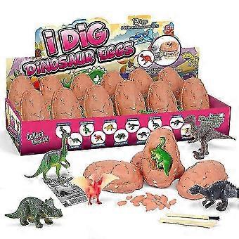 Dinosaur Egg Dig Kit 12 Pcs with Learning Cards and Dig Tools Educational STEM Toy for Kids Aged 6+