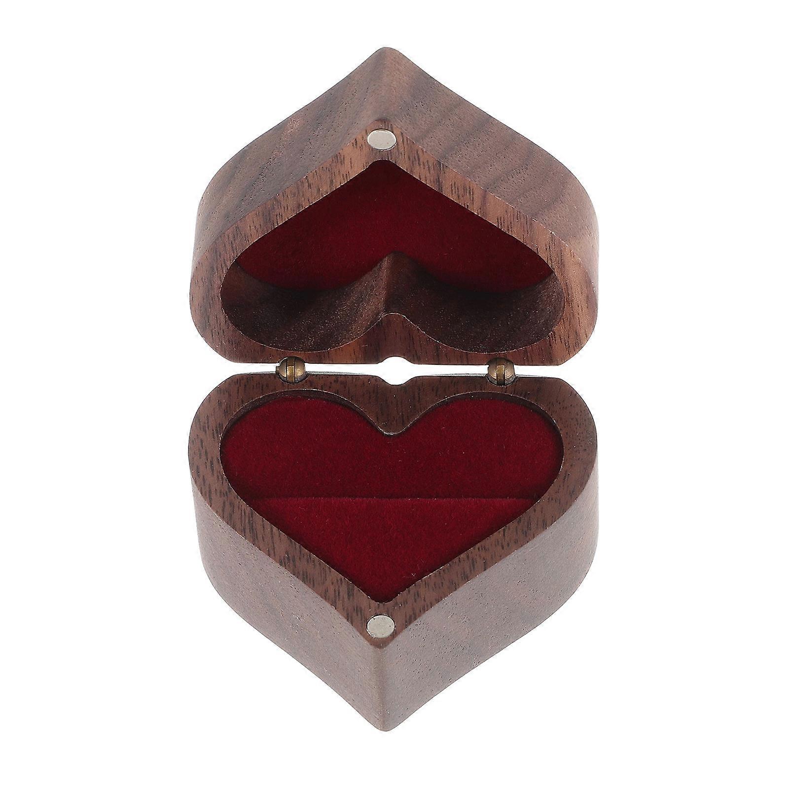 Heart Shaped Ring Box Wooden Ring Box for Wedding