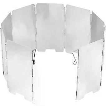 10pcs Patio Heater Windscreen for Outdoor Gas Stove, Portable Reusable Burner Windshield with Silver Aluminum Plates for Terrace Heating and Camping