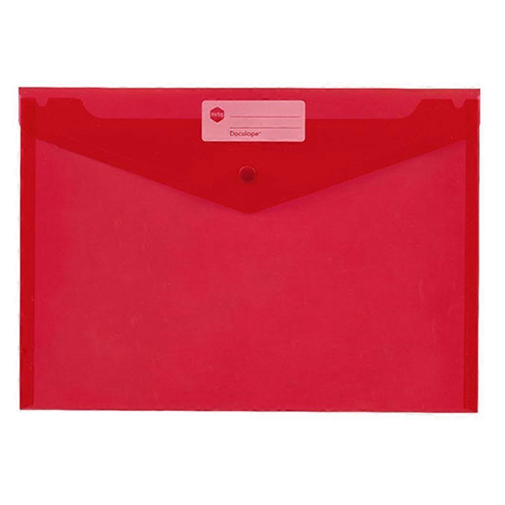 RED Marbig A4 Document Wallet Strong Versatile Resists Moisture with Button