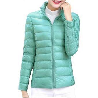 Womens Full Zip Long Sleeve Puffer Jacket Casual Quilted Coat Lightweight Warm Down Jackets With Pockets