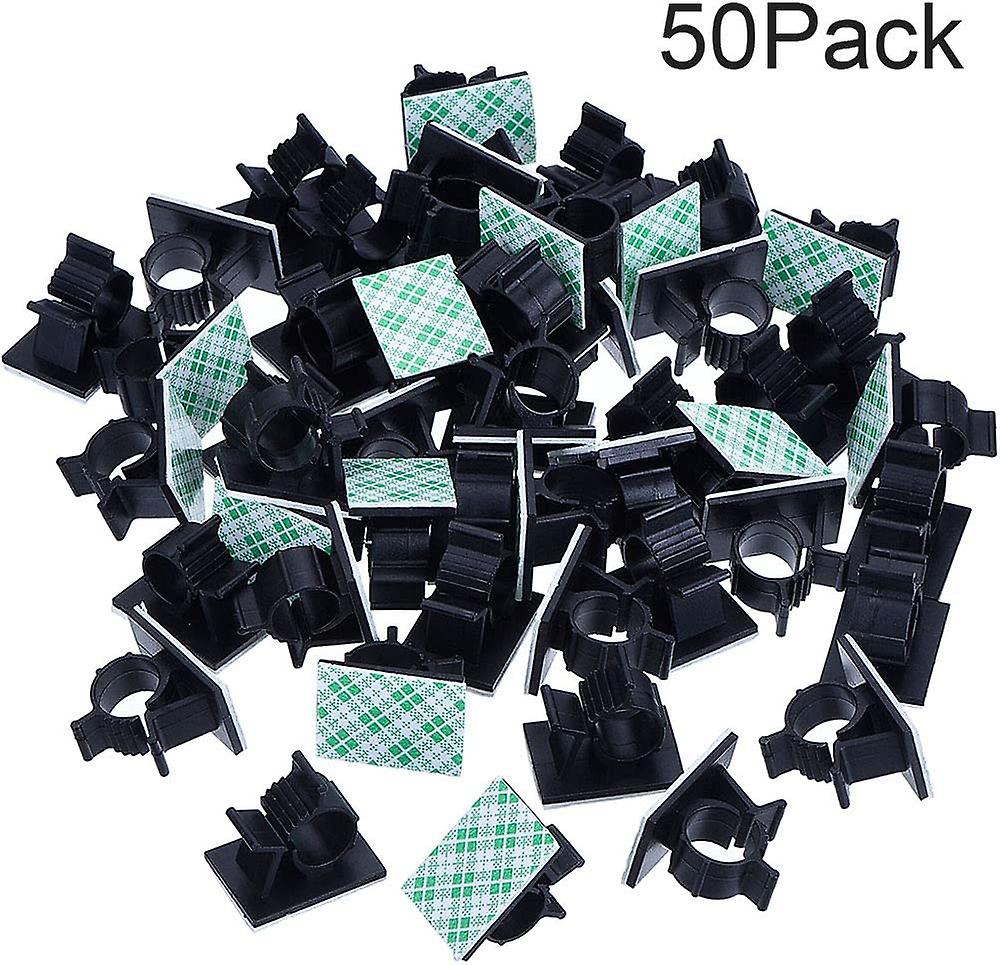Black, 50 Pack Adjustable Adhesive Cable Clips Nylon Cable Tie Wire Holder