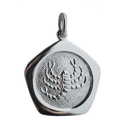 Silver 21mm five sided Scorpio Zodiac Pendant