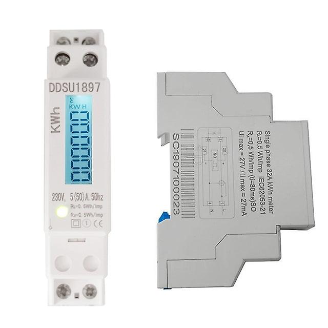 50Hz 220V מד חשמל חד פאזי מד אנרגיה מד רכבת דין עם תצוגה דיגיטלית LCD פלסטיק 32A