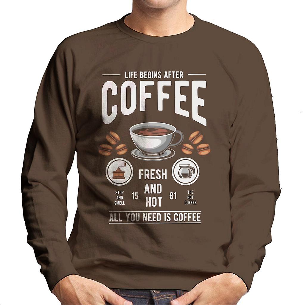 Leben beginnt nach Kaffee Herren Sweatshirt