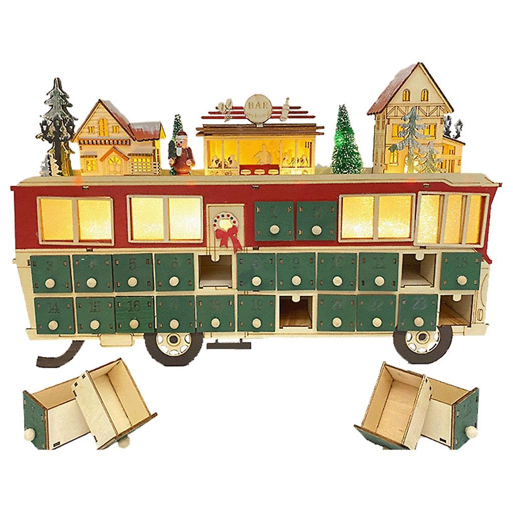 Christmas Advent Calendar Bus Shape Light up Battery Powered