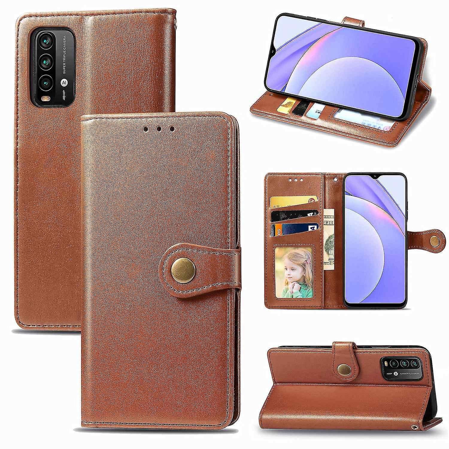 Case For Xiaomi Redmi 9 Power Etui Cover Retro Flip Wallet Magnetic Bumper Flip Protective - Brown