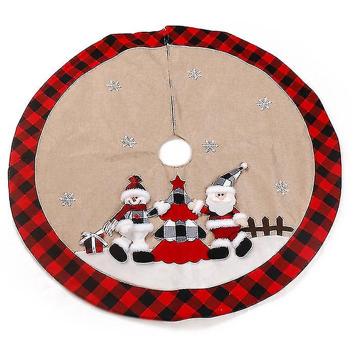 Santa Snowman Red And Tree Skirt
