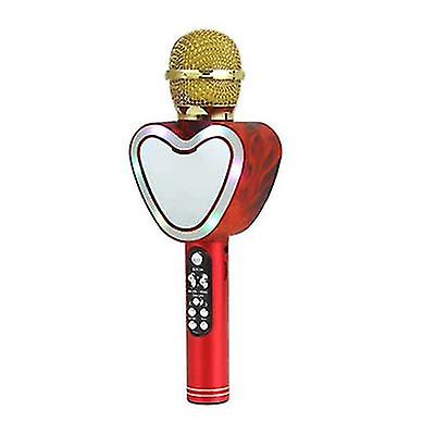 Red Heart Shape Wireless Bluetooth Karaoke Microphone,4 In 1 With Led Lights For Ktv Az5132