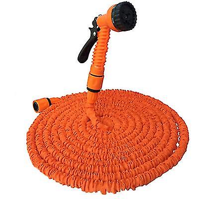 25Ft Orange Garden 3 Times Retractable Hose, With High Pressure Car Wash Water Gun Az8520