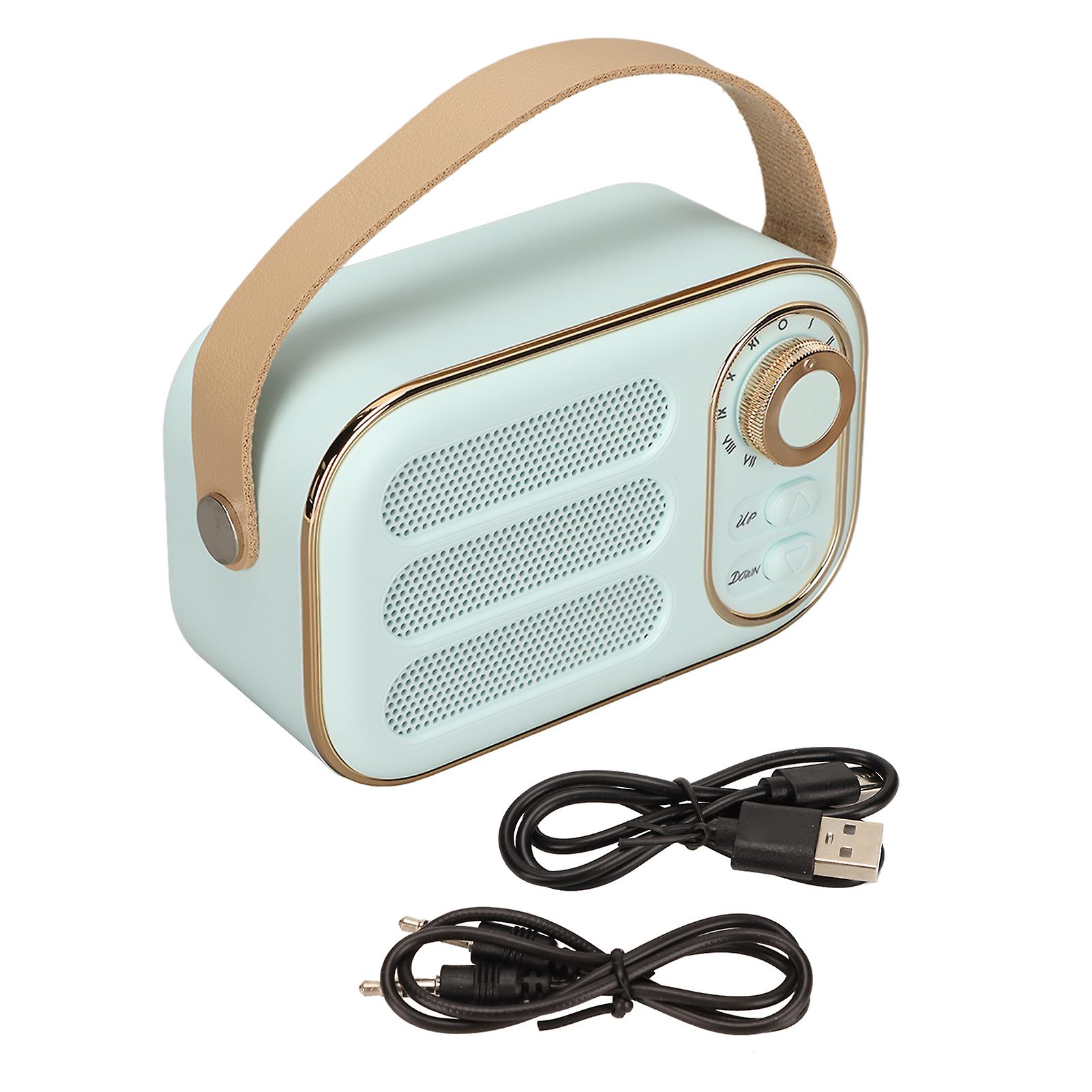Blue Retro Bluetooth Speaker: HiFi Stereo Sound, Portable Wireless with USB Charging