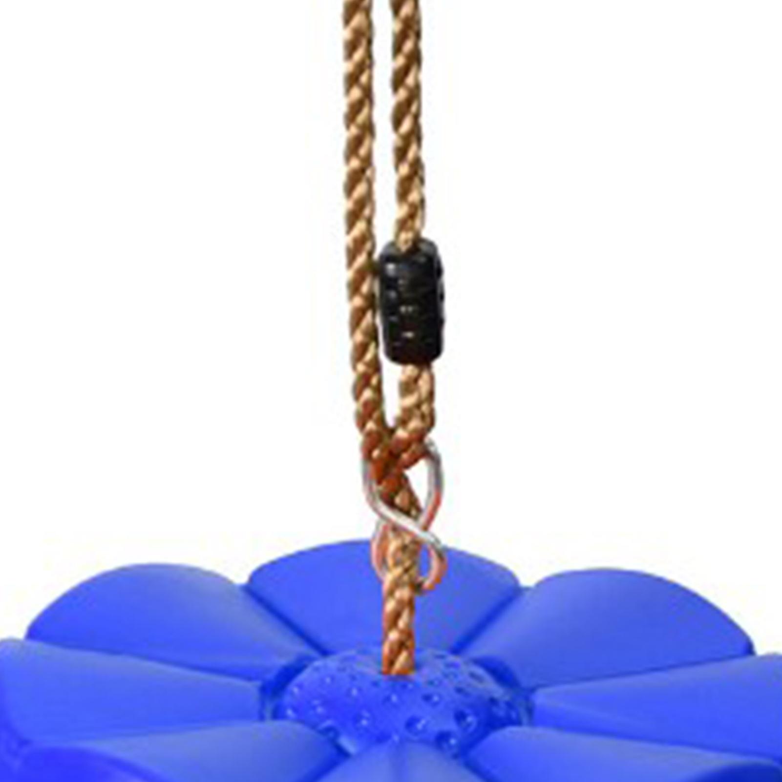 נדנדה עץ דיסק פלסטיק כבד עם חבל PE לילדים ציוד משחק חיצוני כחול 