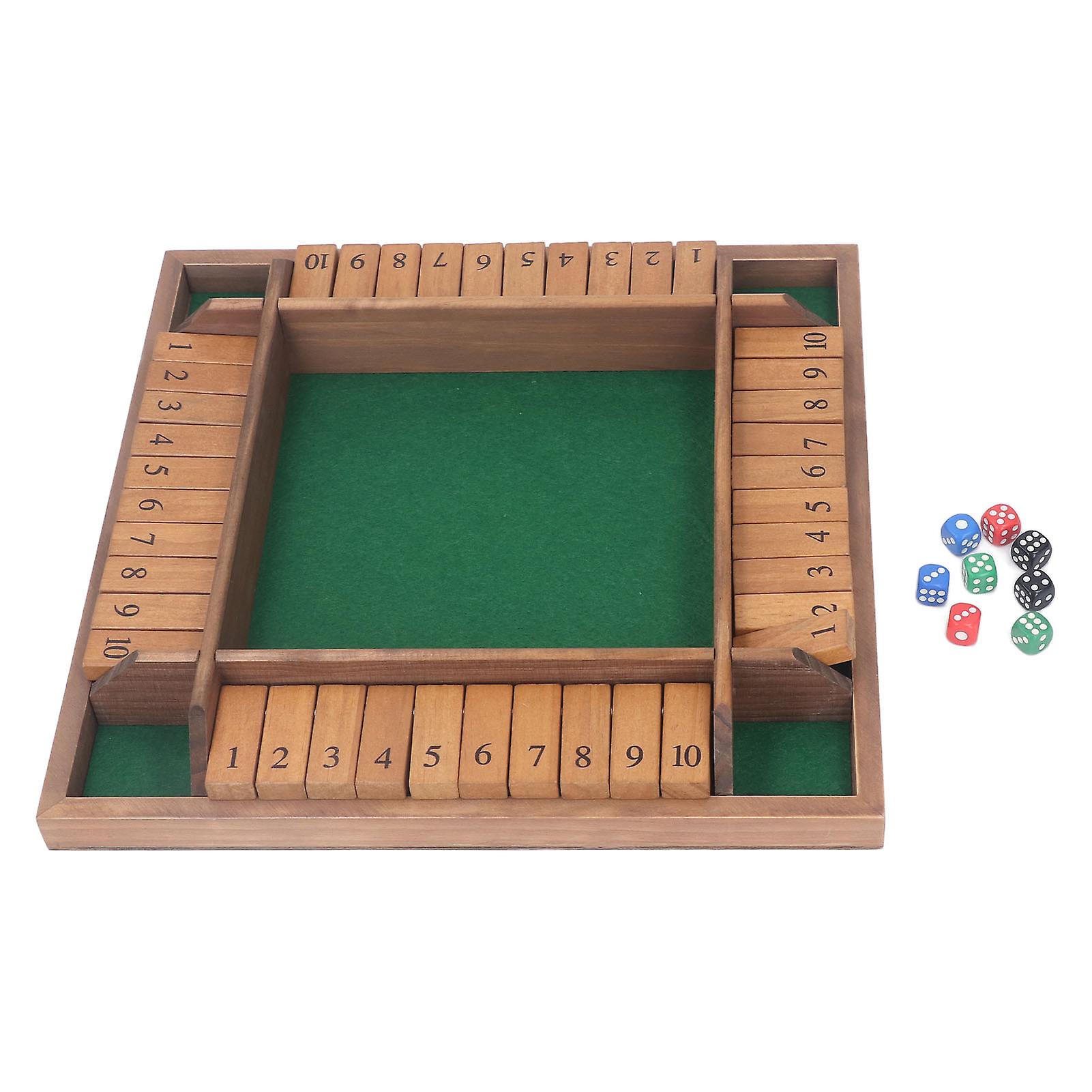 35cm 4 Way Wooden Shut The Box Dice Game with 8 Dice for Kids Adults Board Table Math Game Family Classroom Home Pub