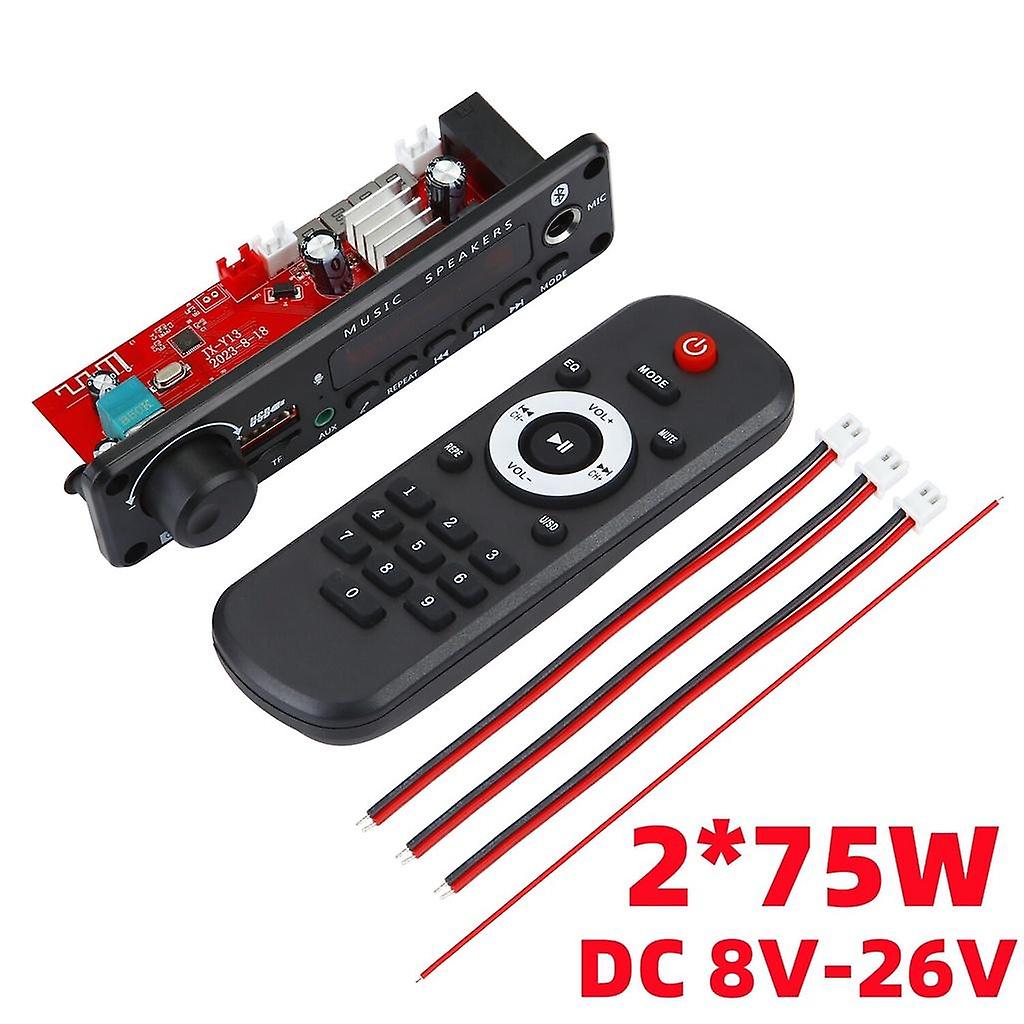 150W DIY-Verstärker Bluetooth-Decoder-Platine 12V 6,5-mm-Mikrofon FM-Radio TF-Karte USB-Automusik-Player Audiomodul Lautsprecher Lautstärkeregler
