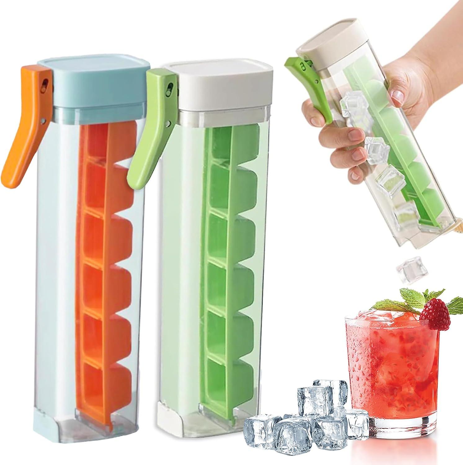 Easy Release Ice Cube Trays,1 Hand 1 Press Ice Cube Tray-6 Square Ice Cube Mold