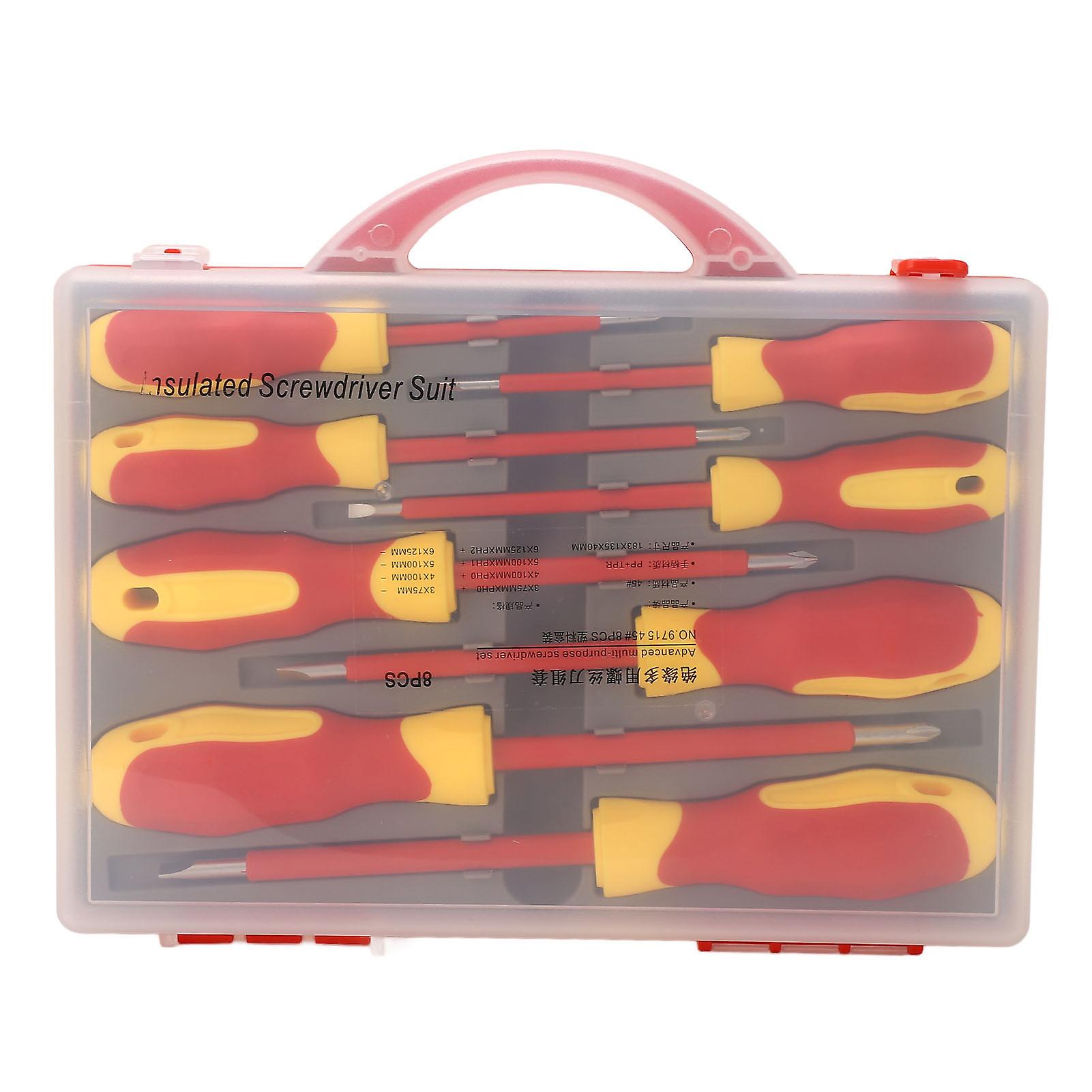 Uadme Insulated Screwdriver Set, 8 Pcs 500V Electrical Screwdriver Sets with Rubber Handle and Magnetic Tips, Electrician Tools Set for Electrical