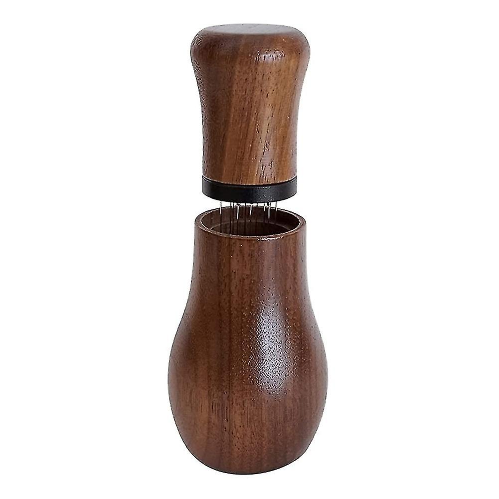 Wdt tool, espresso dispensing tool, 10-pin espresso blender, natural wood handle with stand (walnut)