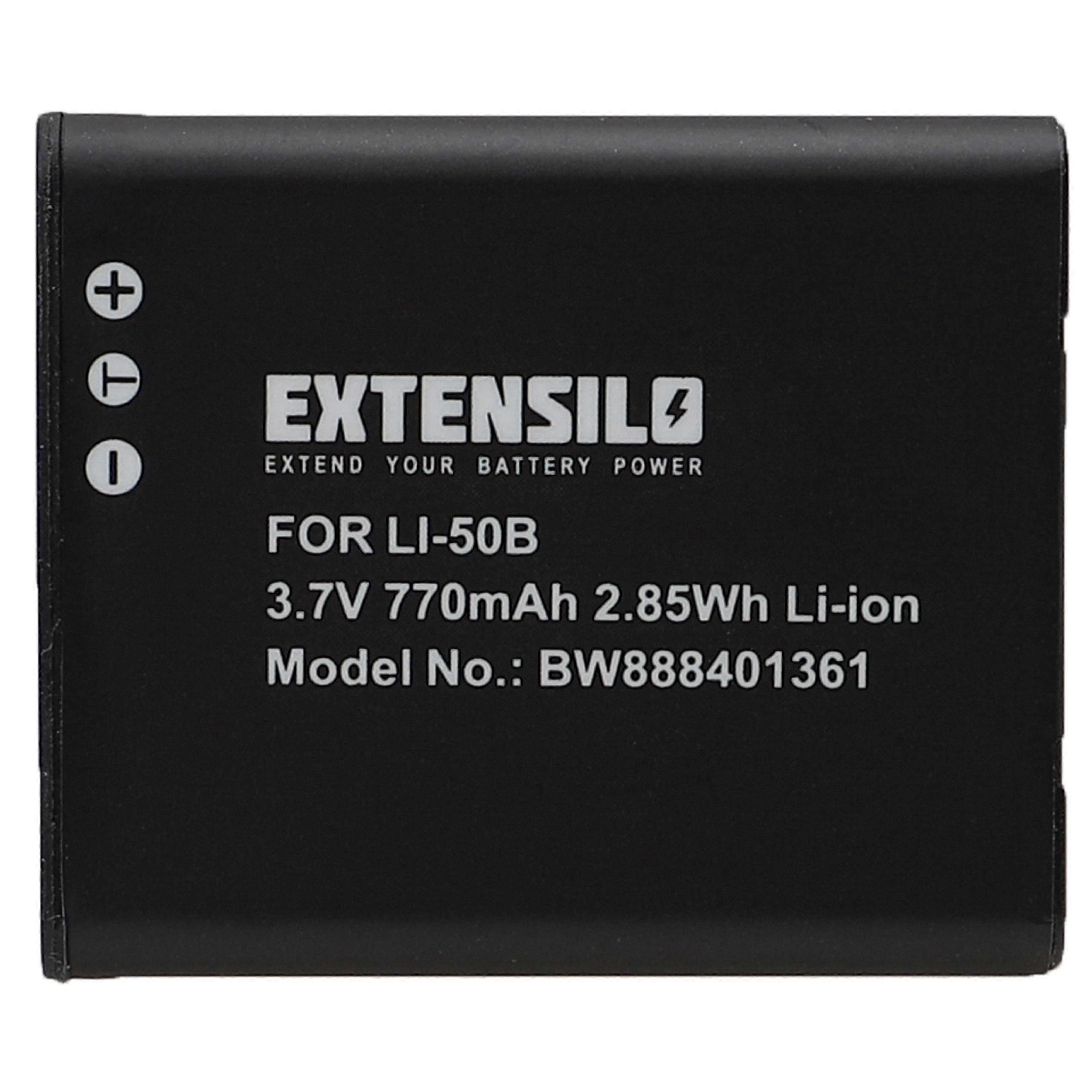 EXTENSILO-batterij compatibel met de Olympus mju 730-camera (770 mAh, 3,7 V, Li-ion)