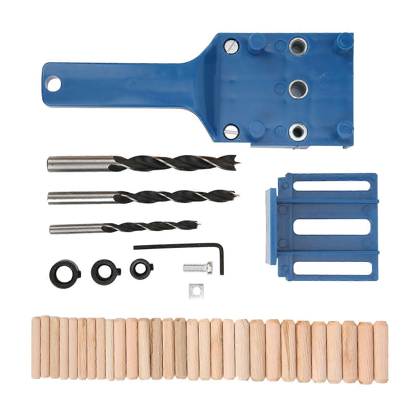 38pcs/set Woodworking Straight Drill Hole Locator Carpentry Drilling Guide Hand Toolsblue