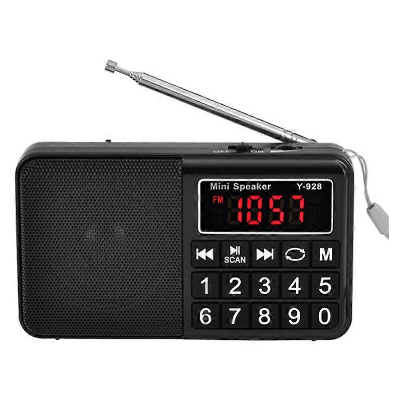 Portable radio SW/FM/AM (MW)/SD/TF/USB (0-64 GB) MP3 large buttons and display, manual or automatic storage of radio stations.