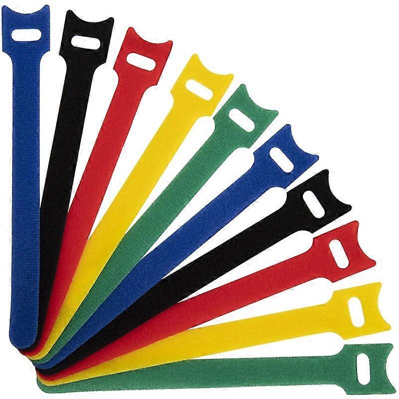 100 Pieces Cable Ties, Reusable Nylon Cable Ties, Adjustable Hook and Loop Cable Straps for Ropes and Cable Management 15cm (5 Colors)