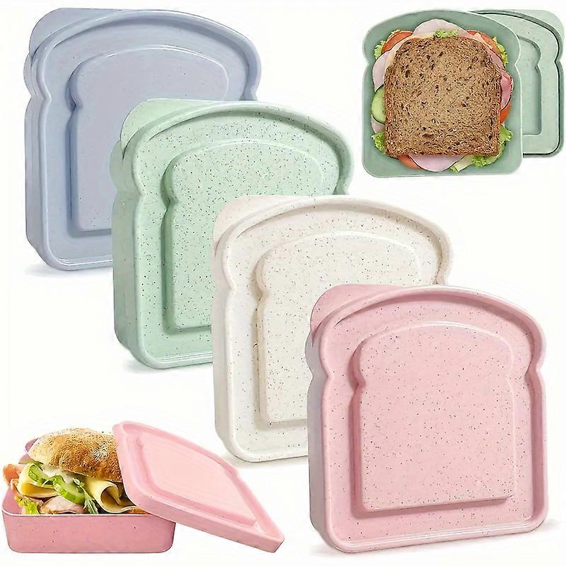 4Pcs Sandwich Containers Lunch Boxes, Reusable Sandwich Box Container For Students And Workers, Sandwich Holder, Bread Container For Adults, BPA Free,