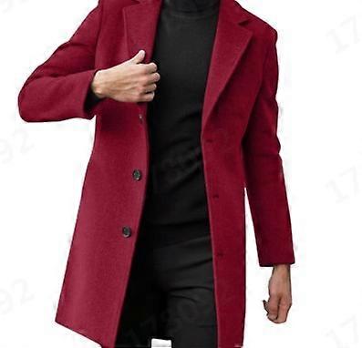 Men's Work Business Coat Classic Trench Overcoats Mid Long Wool Blend Top Pea Coats Winter Jackets