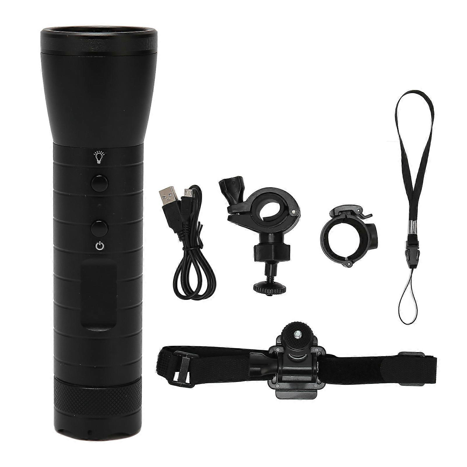 Flashlight Video Camera 1080P 5 Lighting Modes 2200mAh 120 Degree Wide Angle IP66 Waterproof LED Flashlight Recorder