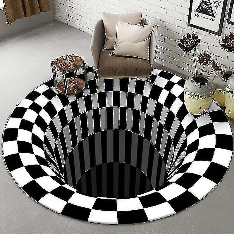Non-ip 3d Vortex Visual Illusion Rug Printed Optical Illusion Area Floor Pad