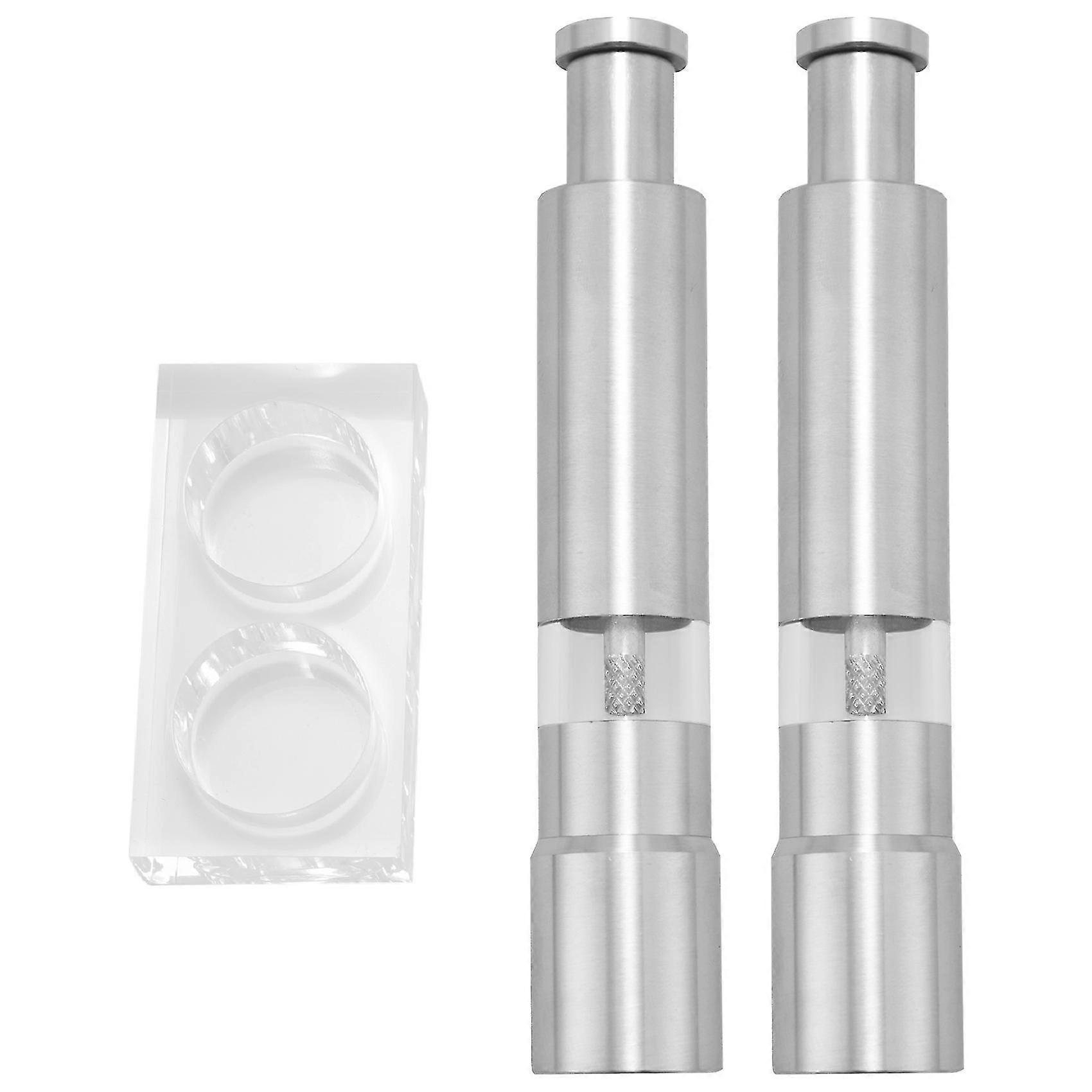 Salz- und Pfeffermühle 2er-Set, Pfeffermühle Edelstahl-Salzstreuer Druckknopf Manuelles Glas
