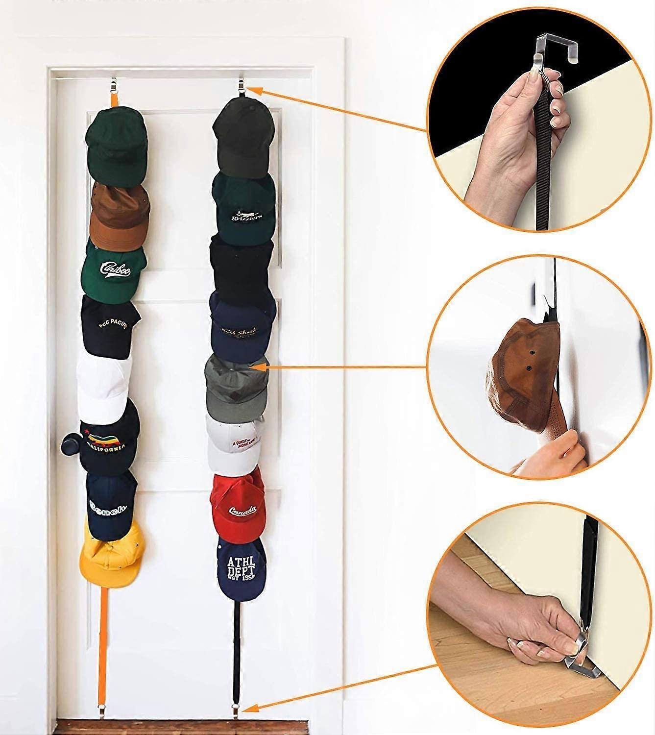 Cap Rack 2 Packs - Holds up to 16 Caps for Baseball Hats, Ball Caps For ...