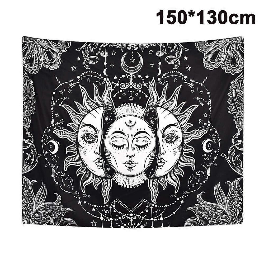 PIAO Sun and Moon Tapestry Burning Sun with Star Tapestry Psychedelic Tapestry Mystic Tapestry Wall Hanging