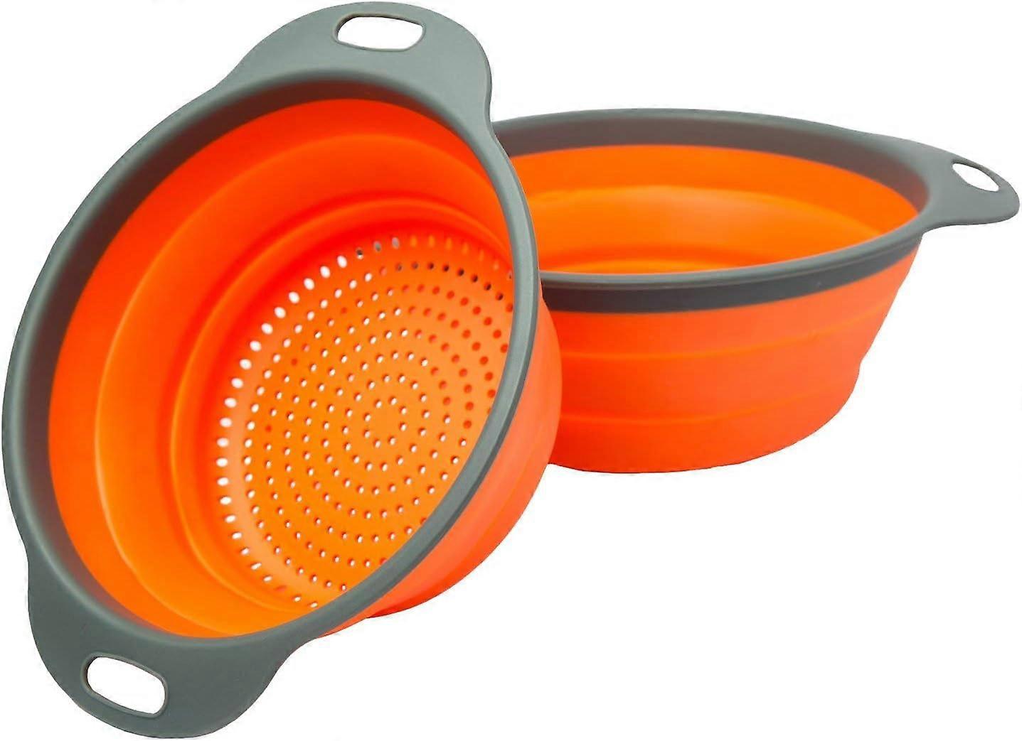 Colander Set - 2 Collapsible Colanders (Strainers) Set  - Includes 2 Folding Strainers Sizes 8" - 2