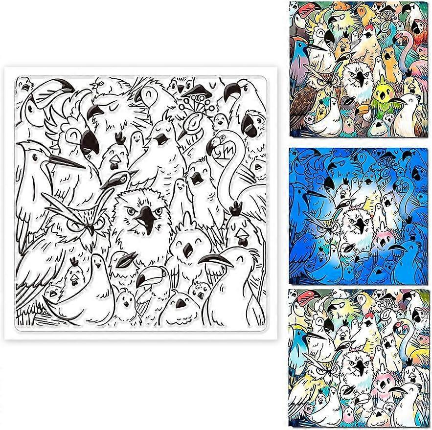 1Sheet Bird Background Clear Silicone Clear Seals Transparent Stamps