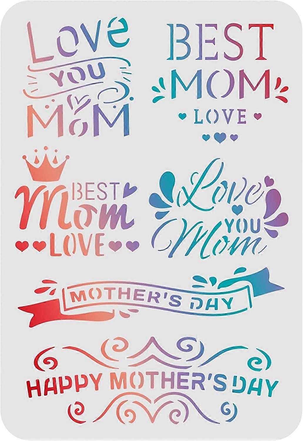 Happy Mother's Day Stencils Mother's Day Decoration Stencils Love You Mom/Best Mom Drawing Stencil