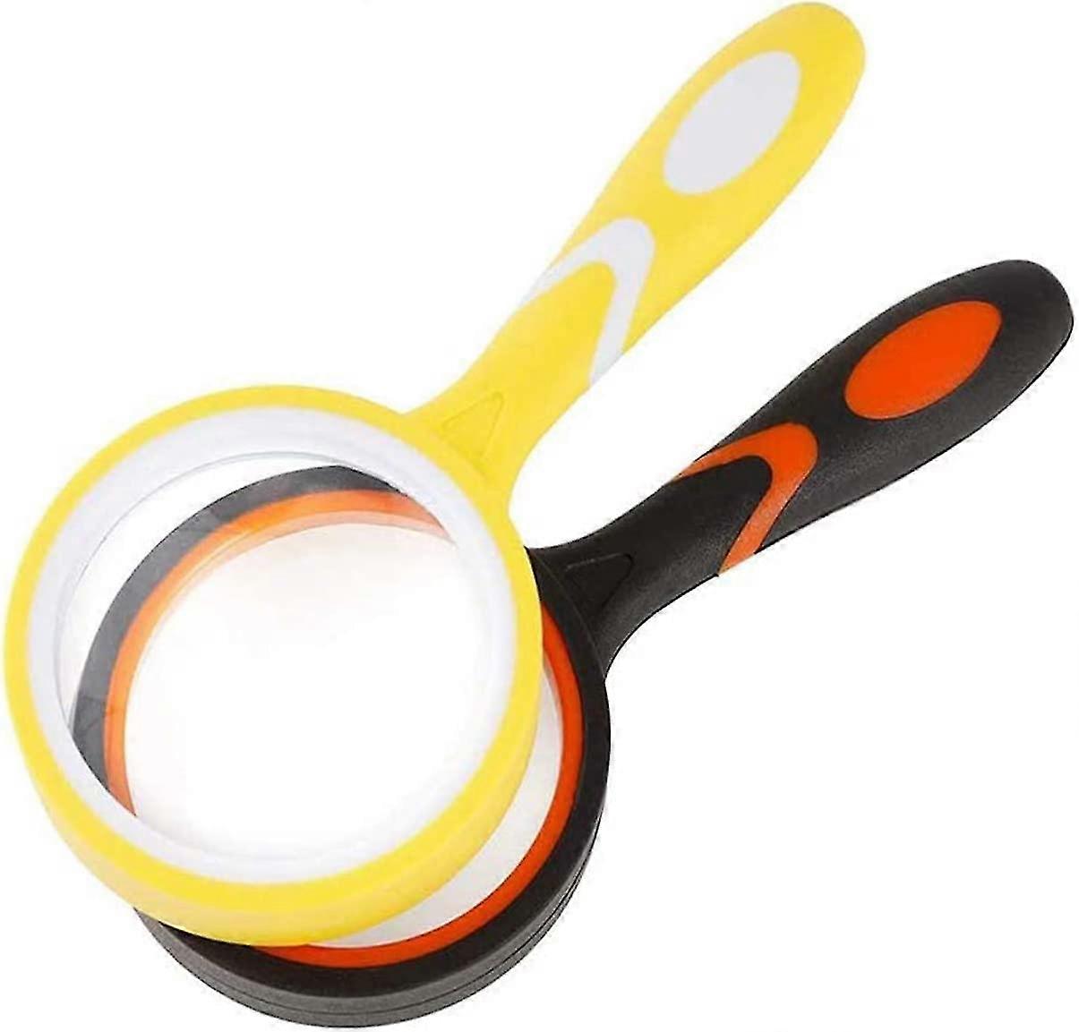2 X Rubber Magnifying Glassreading Magnifierfor Reading Books, Newspapers, Crosswords, Insect Observation(black And Yellow)