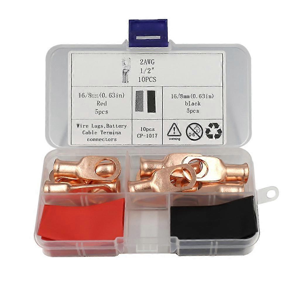 Awg2x1/2 Copper Wire Lug Ring Terminal Connector Battery Cable
