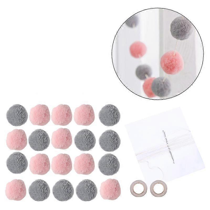 2m assorted pom poms balls for diy creative crafts hanging decorations (pink grey)