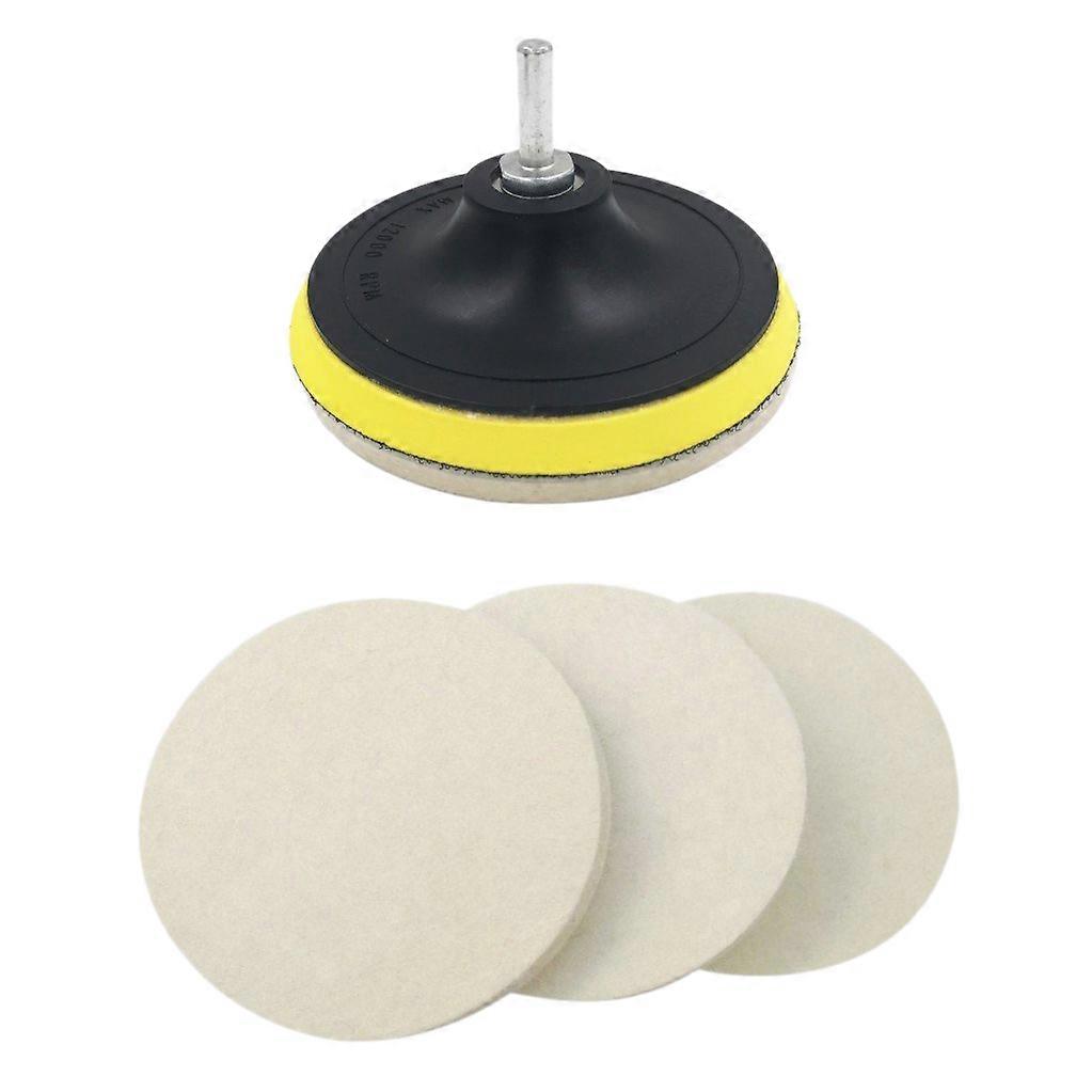3Pcs 5inch Wool Felt Disc Polishing Pads and Backing Pad with M14 Drill Adapter Kit To Grind and Po