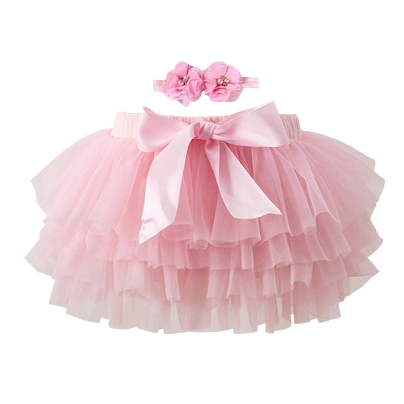 Baby Girls Gonna Tutu morbida con fascia Festa di compleanno Tutu Gonna Set per bambina da 0 a 36 mesi Rosa M for 6-12 Months