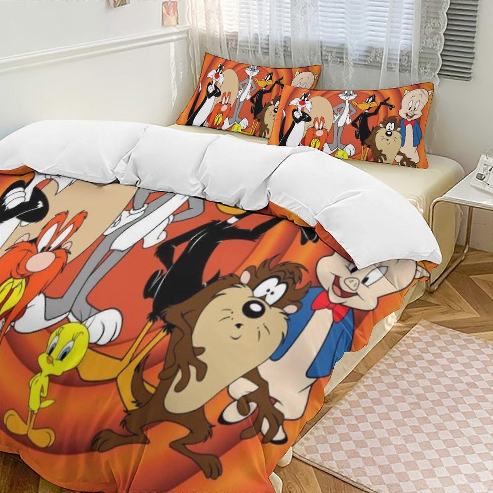c618 TweetyBird 2 Copripiumino da letto Set di biancheria da letto in microfibra Set di trapunte leggere da 3 pezzi, 1 copripiumino e 2 cuscini per bambini ee618