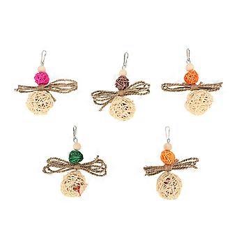 Bird Hanging Rattan Ball Toys - 5stk fargerike papegøyetyggeleker for tannsliping, trygt og bitebestandig