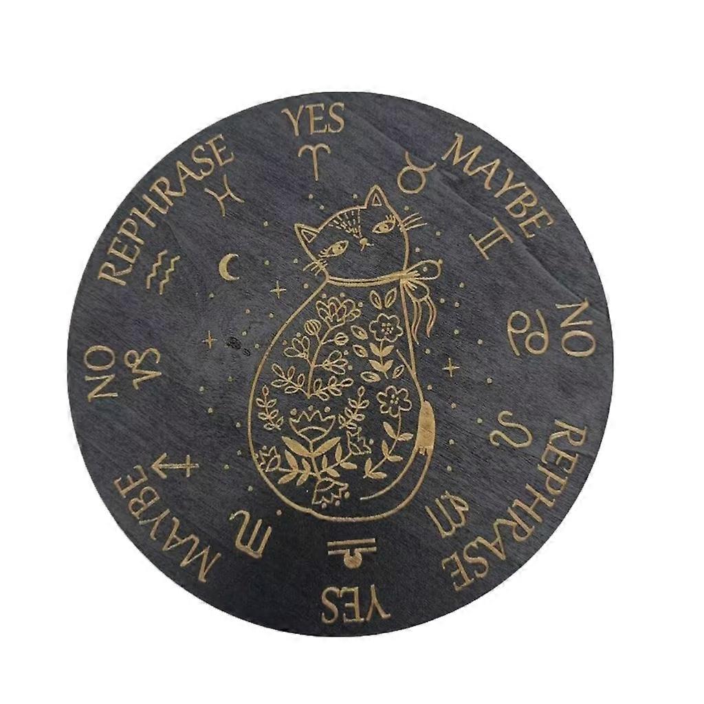 Round Divination Metaphysical Message Board Wooden Carven-Board Pendulum Board