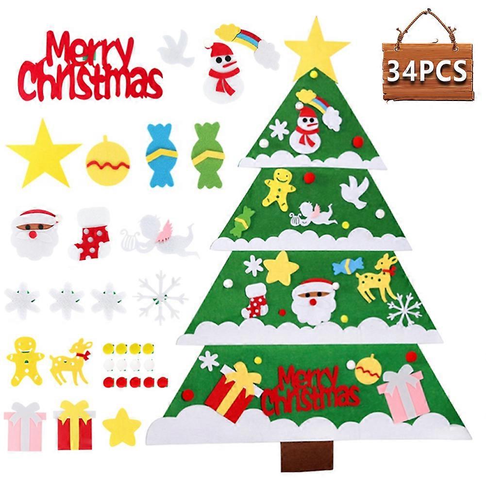 Felt Christmas Tree Set DIY with Removable Ornaments Xmas Hand Craft Decorations