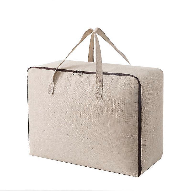2 breathable canvas soft storage bags with handles beige
