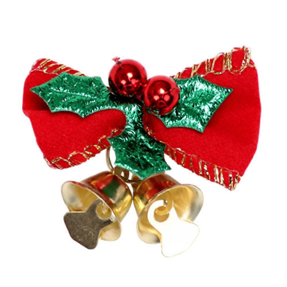 1/10Pcs Christmas Red Fabric Bow With Bell Decoration Xmas Tree Wreath Party Ornament