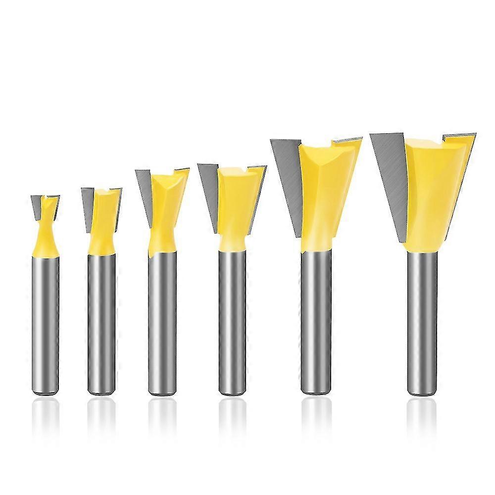 6pcs 6mm Shank Dovetail Joint Router Bits Set 14 degrés Bois Gravure Bit Milling Cutter Compatible Bois
